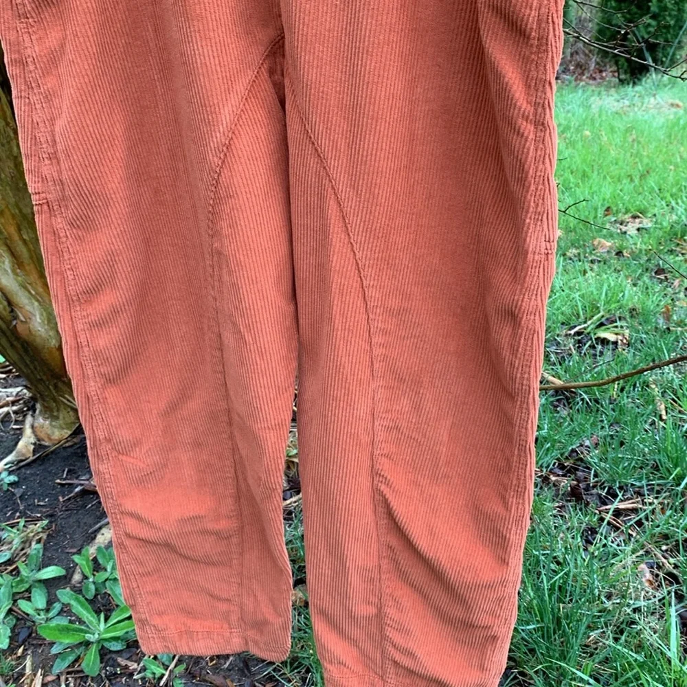 Free People High Roller Corduroy Jumpsuit in Burnt Orange